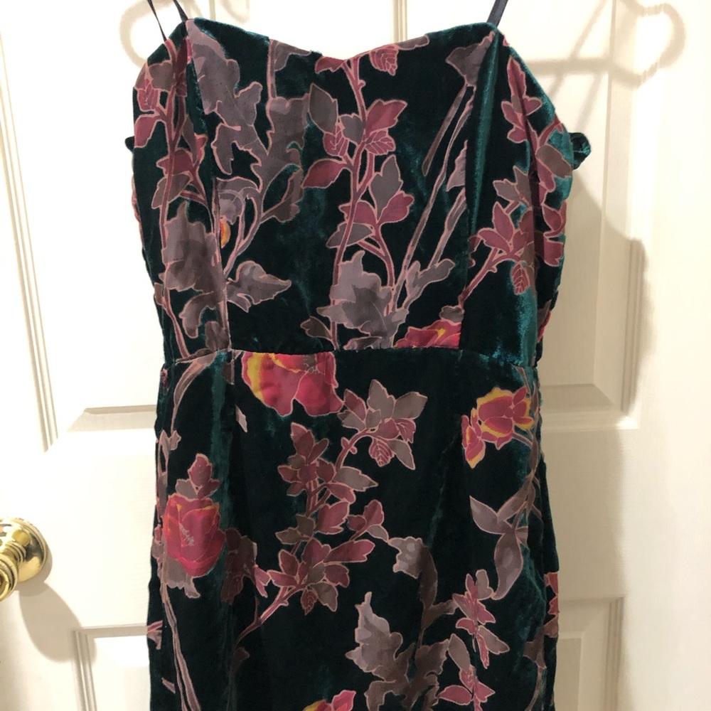Floral Green Velvet Dress